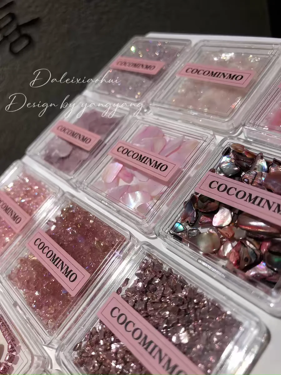 

1set Pink Coral Stone Shell Opal Powder 3D Nail Decoration Mineral Stone Nail Art Decoration Mica Sheet Beauty Salon Nail