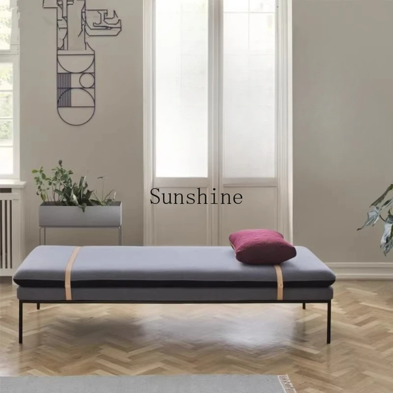 

Nordic light luxury cloakroom rest stool simple modern bedroom metal frame fabric footstool