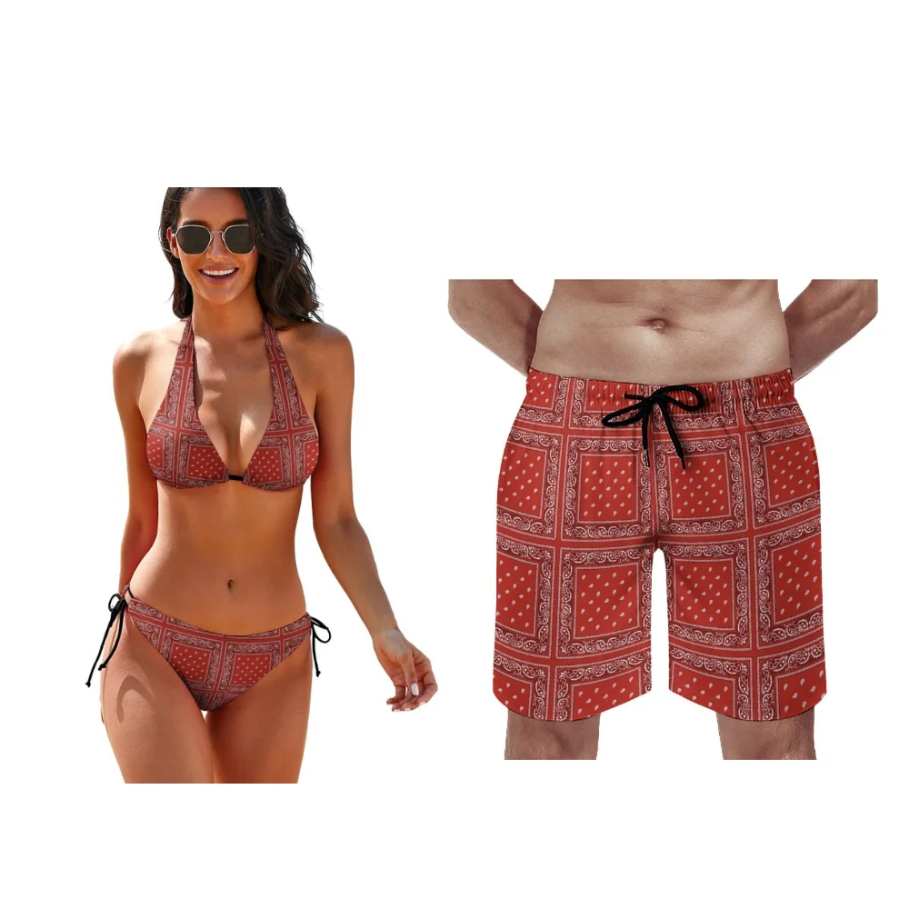 

Настраиваемые банданы, купальники, наряды для пар, наряды для пляжного отдыха и доступны индивидуальный узор по индивидуальному заказу