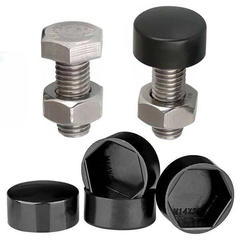 200/300Pcs M6-M14 Hexagonal Nut Flat Head Protective Cap External Hex Screw Low Head Decorative Caps Plastic Dust-Proof Cover