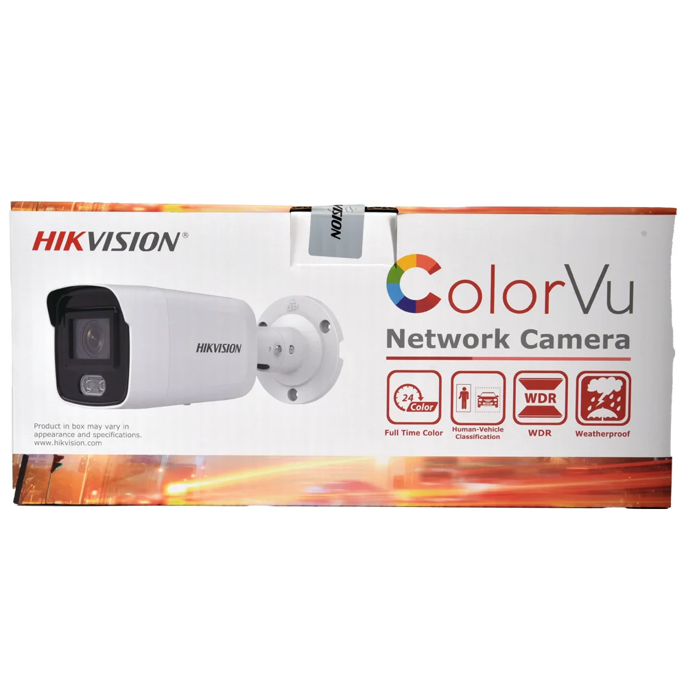 HIKVISION IP 카메라, 4K ColorVu 불릿 24/7, 다채로운 이미징, 풀 컬러 DS-2CD2087G2-LU PoE 내장 마이크 비디오 감시, 8MP