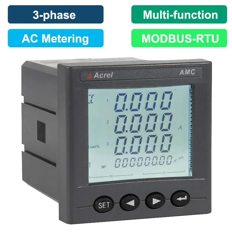 Acrel Amc72L-E4/KC LCD Display AC Panel Mounted Three Phase Digital Energy Meter Power Consumption with DI/DO Event Record