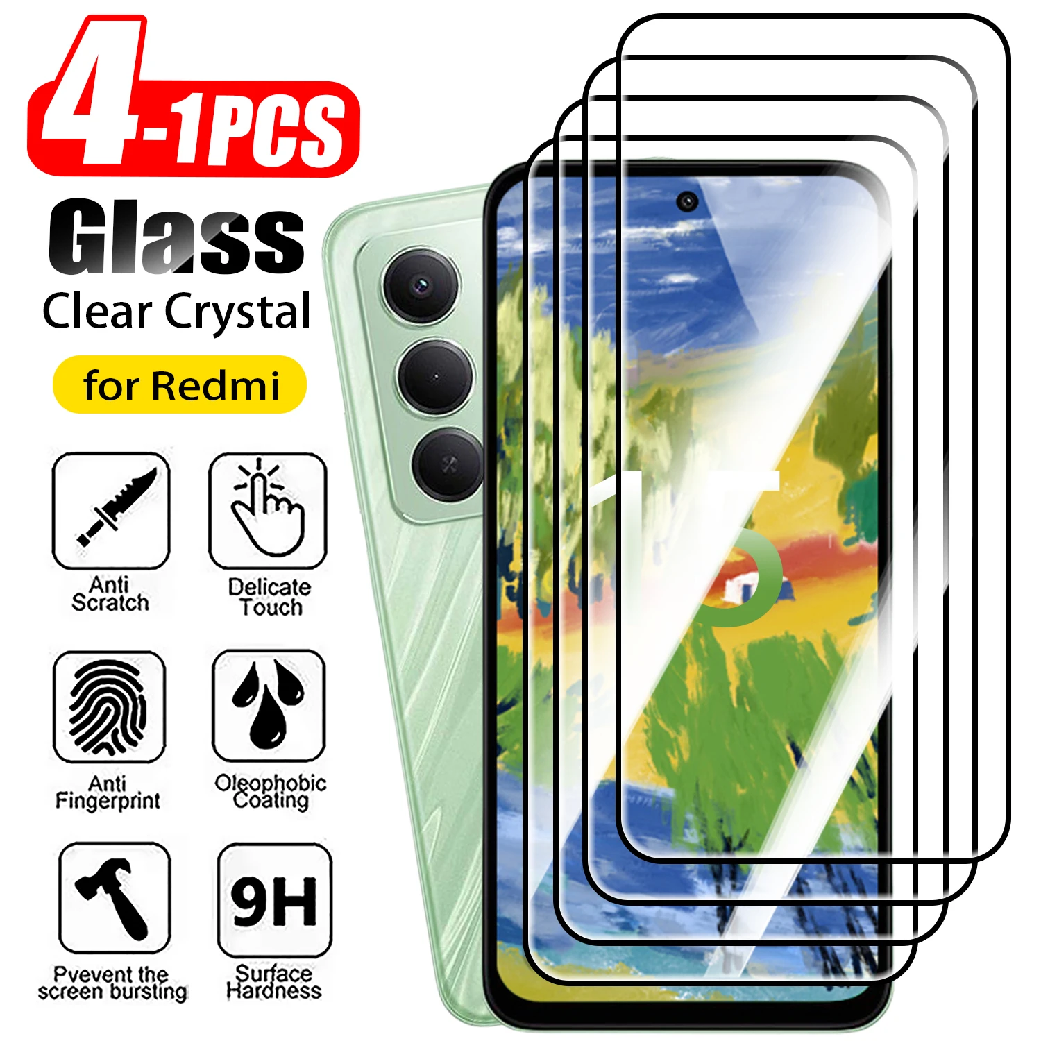 1-4Pcs Tempered Gla…