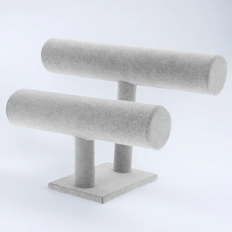 

1pc 2-Layer Bracelet Rack Grey Metal Jewelry Holder Stand For Watch Organizer Display Shelf Retail Stores Jewelry Display Tool