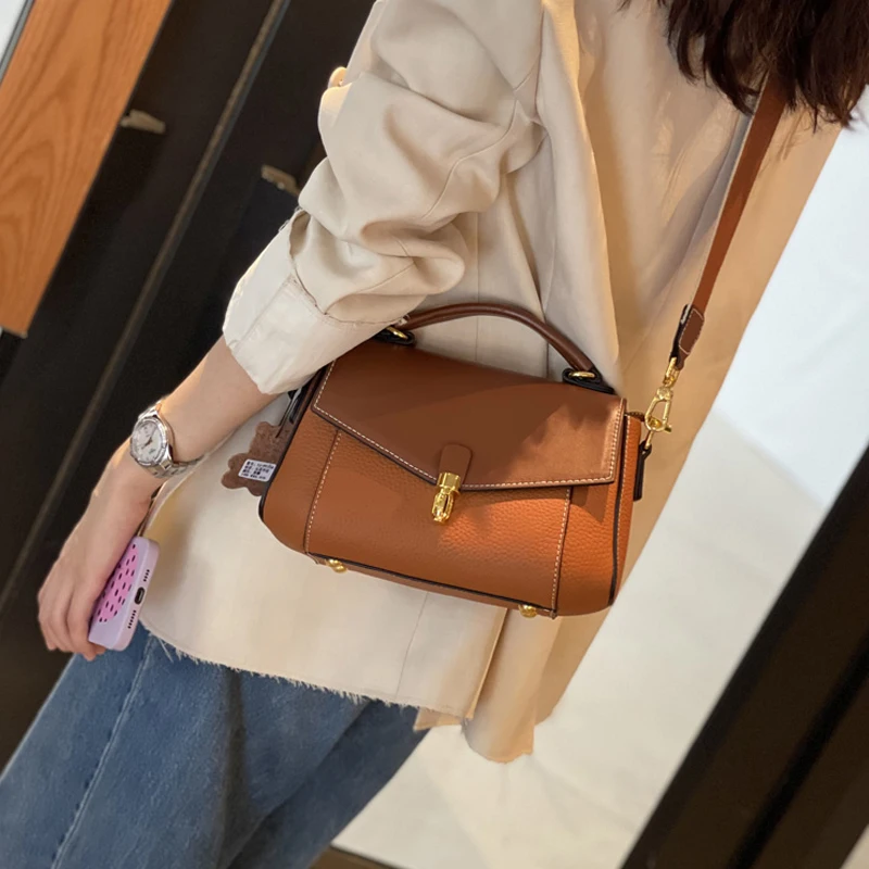 

Women's Natural Cow Leather Shoulder Bags Female High Quality Messenger Crossbody Bag Ladies Fashion First Layer Cowhide Handbag