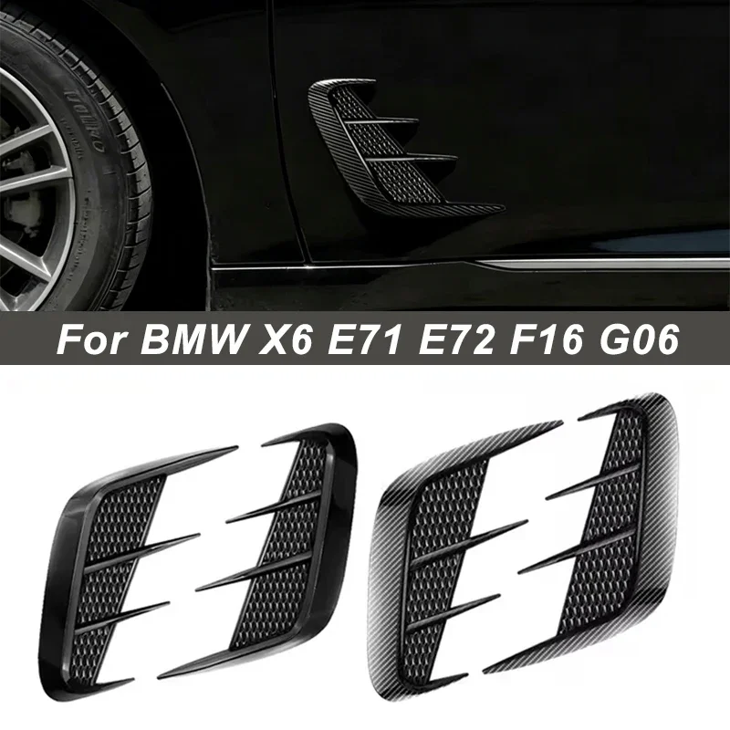 Shark Gills Side Fender Sticker Simulation Air Intake Trim For BMW X6 E71 E72 F16 G06 Body Accessories