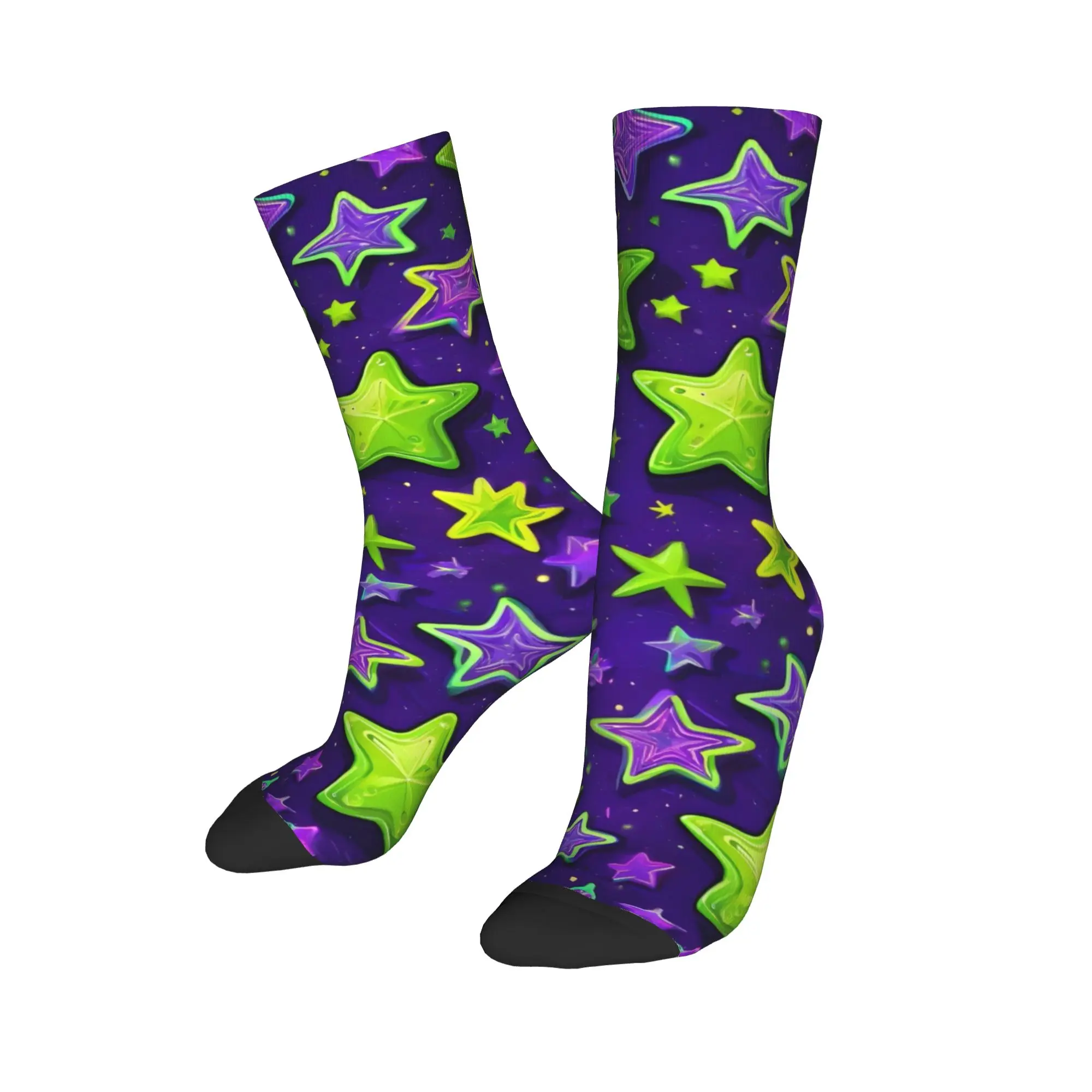 Retro Starry Purple Night Texture Socks  Design Stockings Anti Slip Men Socks Quality Spring Funny Cycling Socks