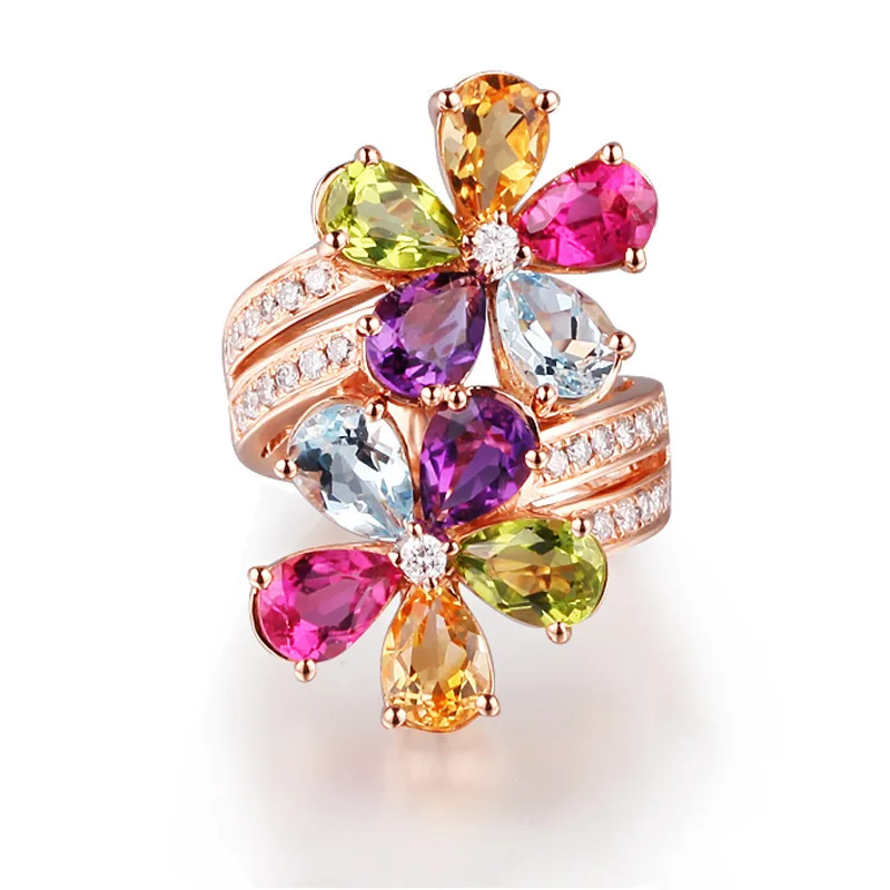 DIY accessories Silver ring wholesale, female Japanese and Korean version, flower ring ins wind, factory direct sales, water dro