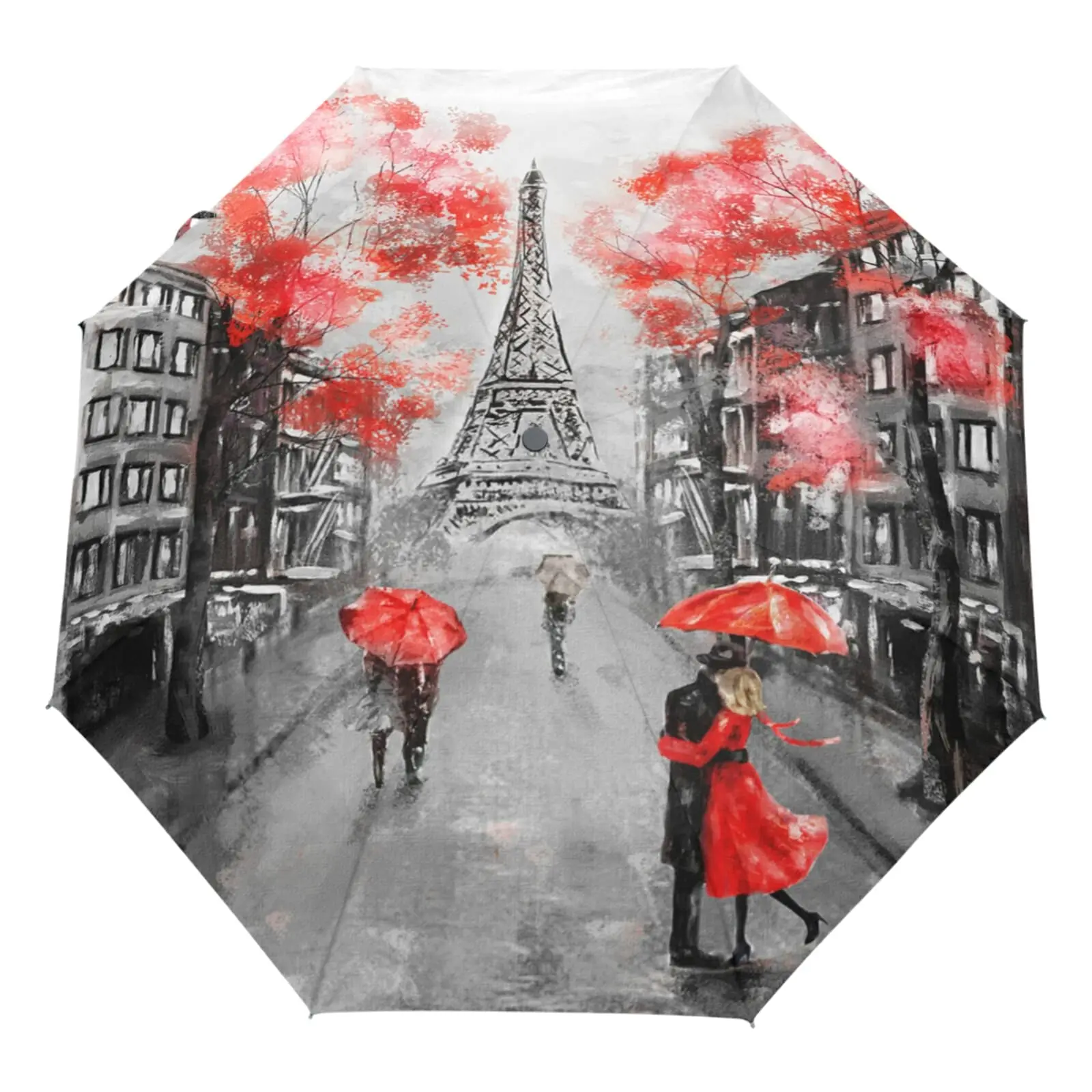 Eiffel Tower Paris Travel Umbrellas Famous Buildings Folding Rain Umbrella Windproof Compact Lightweight for Adults Women Girls