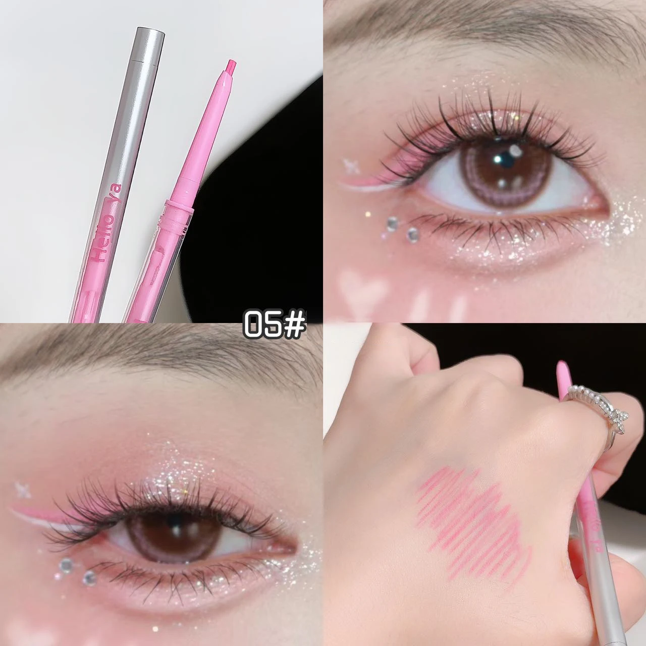 Lápiz Delineador de ojos de Gel triangular, lápiz delineador de ojos rosa y marrón, resistente al agua, mate, blanco, gusano de seda, herramienta de maquillaje de ojos de secado rápido