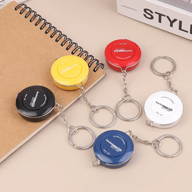 150/60Inch Keychain Tape Measure Portable Retractable Mini ABS Plastic Measure Ruler Centimeter Inch Roll Tape Measuring Tool