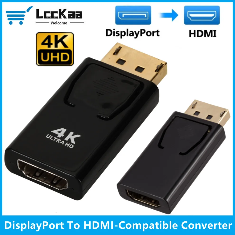 LccKaa-convertidor 4K DisplayPort a HDMI, adaptador compatible con HD 1080P DP a HDMI, para PC, portátil, proyectores, HDTV