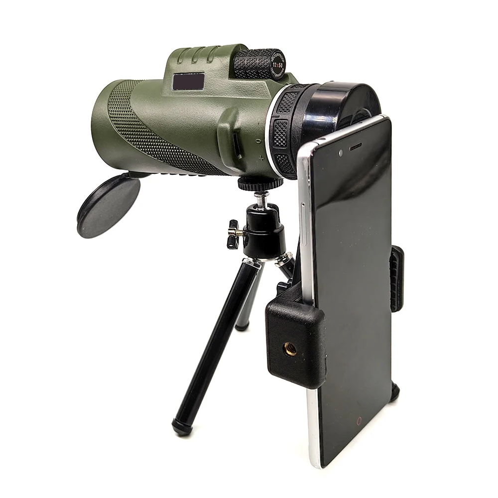 High Power 12x50 Monocular Telescope with Large Eyepiece for Outdoor Adventure