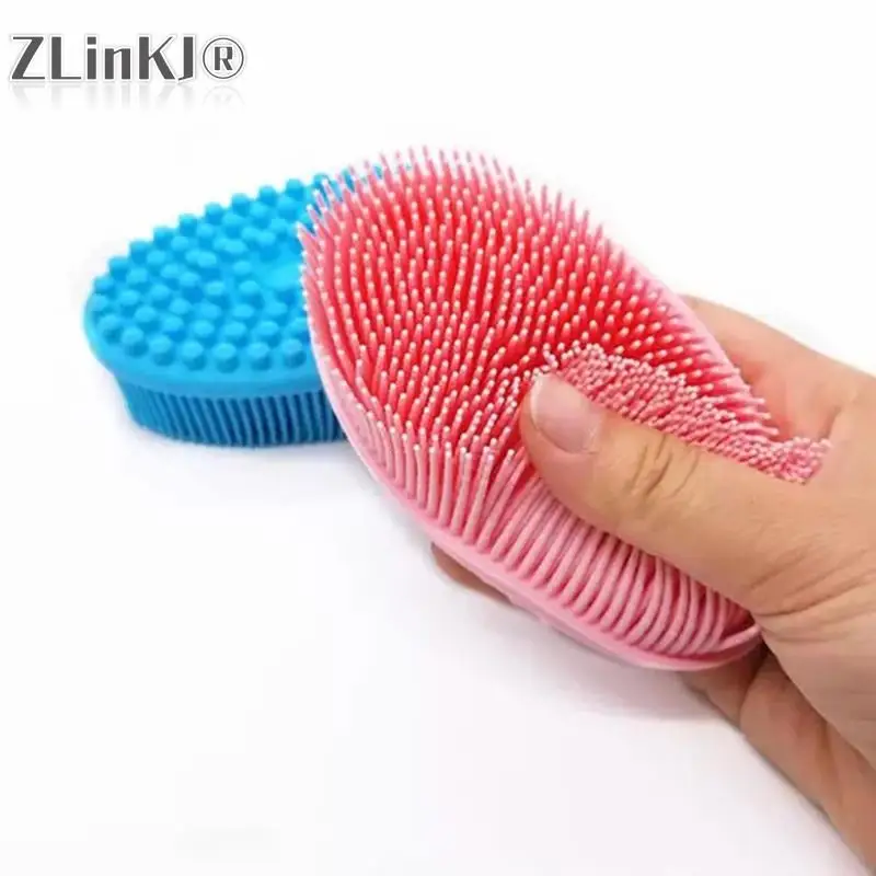 Silicone Body Brush Baby Shower Sponge Dry Massage Bath Towel for Body Bast Body Back Scrubber 2-In-1-Side Scrub Bath Brush