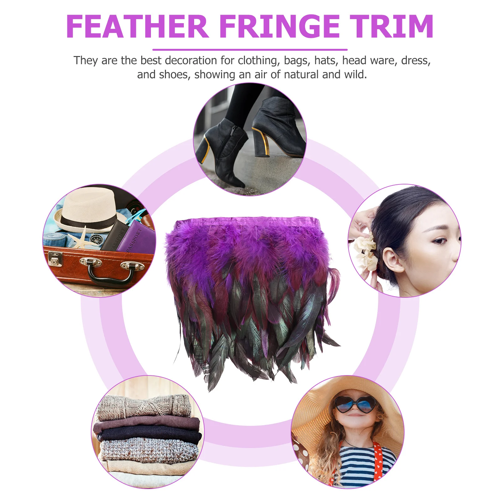 

5m Red DIY Natural Tail Decorative Fringe Trim Best for Clothing Hat Dress Bag Shoes Craft Material