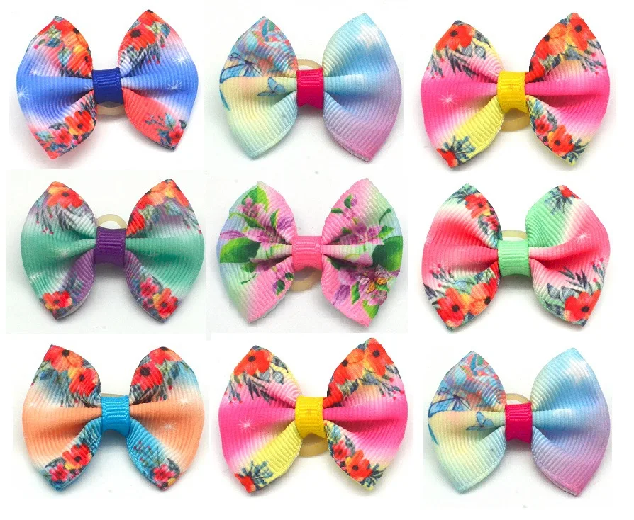 10 PCS Dog Grooming Hair Bows Dog Bows Mix Colours Small Dog Accessories Dog Hair Rubber Bands Pet Headwear Pet Supplier