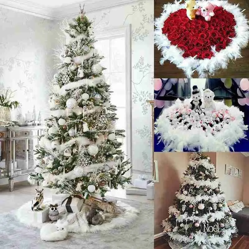 2m Natural Feather Boa Strip Xmas Ribbon Party Garland Decor albero di natale bianco fai da te forniture per matrimoni accessori per regali