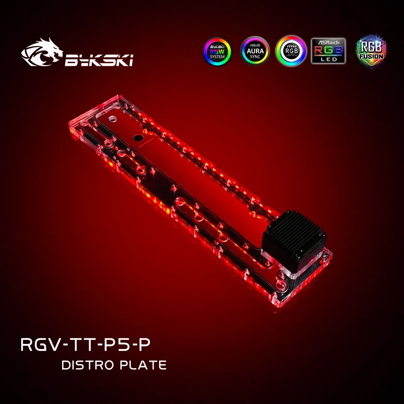 Imagem -03 - Bykski Rgv-tt-p5-p Distro Placa para Thermaltake tt Núcleo p5 Dinâmico Waterway Board Reservatório Tanque de Água Bomba para Refrigeração de Computador