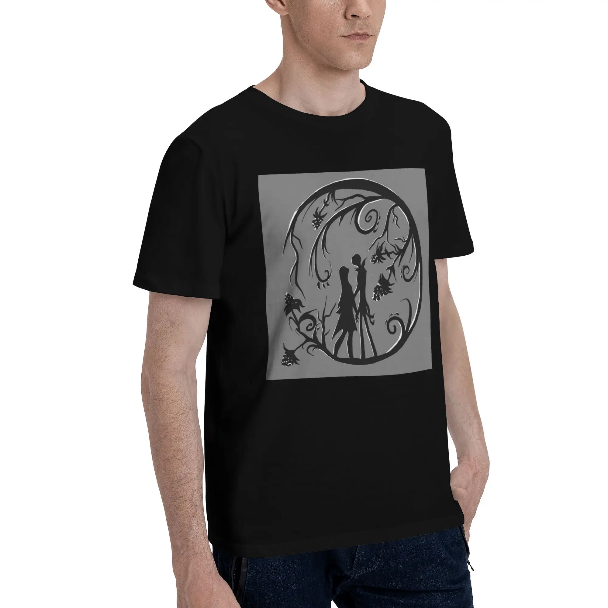 

Jack and Sally Silhou Men T-Shirt Plus Size T Shirts Men's O-Neck Cotton Tees Short Summer Male