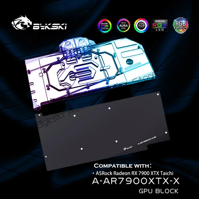 Bykski A-AR7900XTX-X 7900 waterblock For ASROCK AMD Radeon RX7900 XTX Taichi Graphics Card,Copper Cooling GPU Radiator RGB SYNC