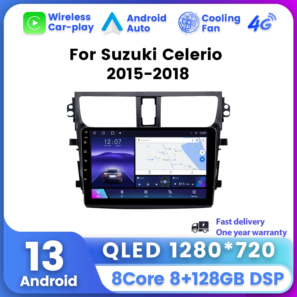 

QLED Screen Car Radio for Suzuki Celerio 2015 - 2018 Multimedia Video Player Navigation GPS Wireless Carplay Auto 2Din Head Unit