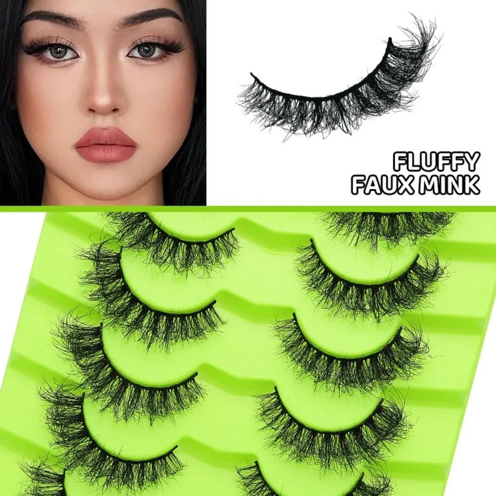 7 pares con tiras de pegamento de gelatina pestañas postizas sin pegamento Anime Cosplay 3D pestañas postizas naturales DIY hechas a mano