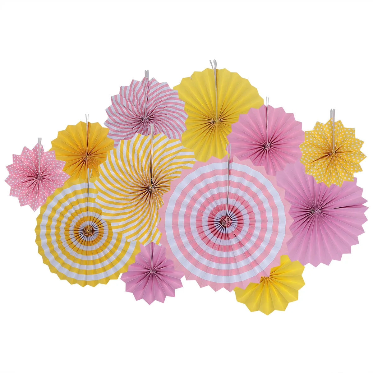12 PCS Paper Flower Fan Ball Round Fans Fashion Garlands Festival Decorations Birthday Party