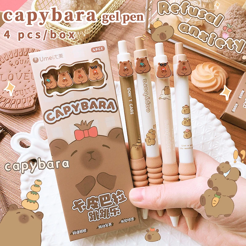 Kawaii Cartoon Capybara Black Ink Gel Pen School Office Supplies Stationery Gift Students Cute pens pretty aesthetic