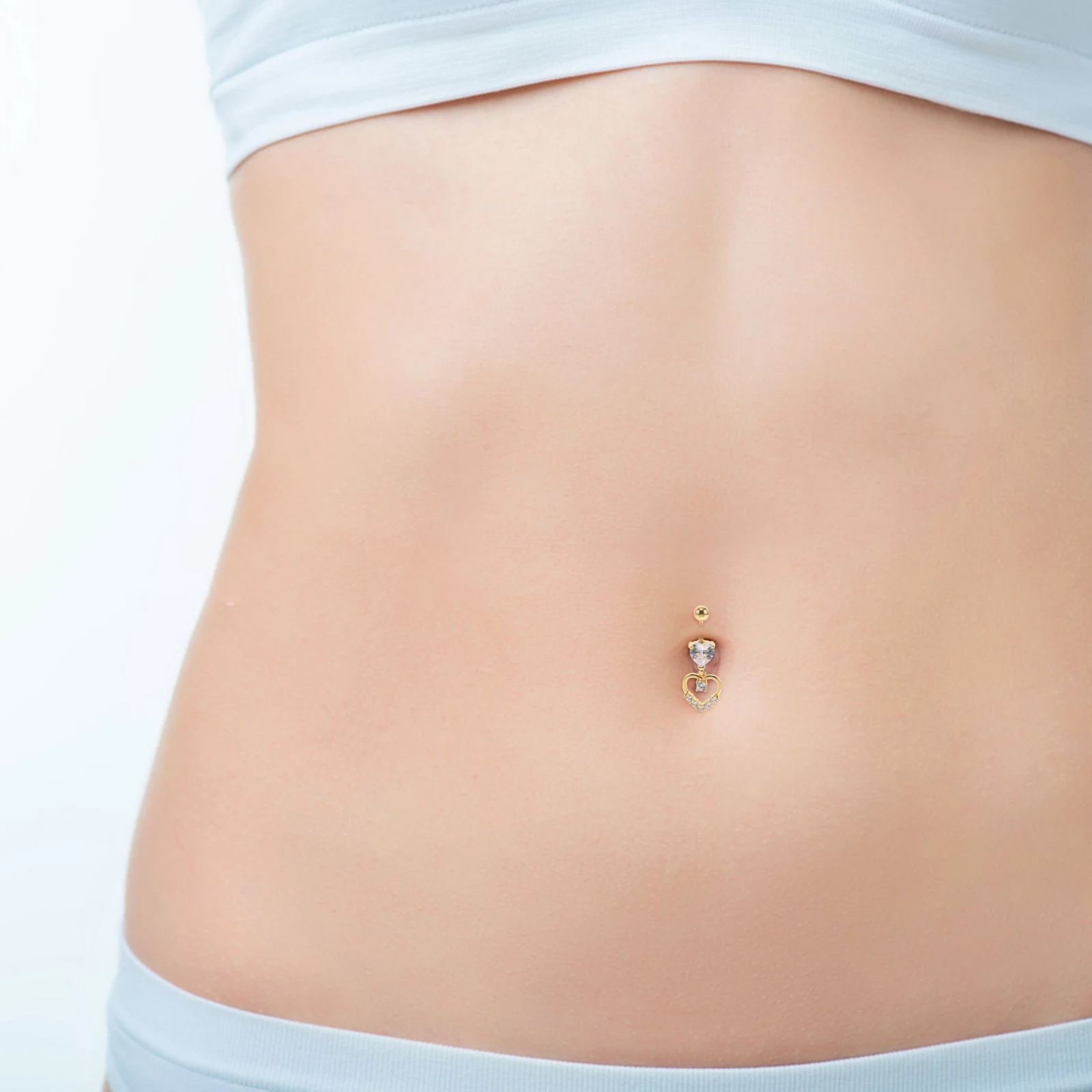 

3Pcs Heart Belly Button Rings Dangle Cubic Zirconia Belly Piercing Jewelry Pink Fashion Navel Rings Set Navel Piercing Jewelry