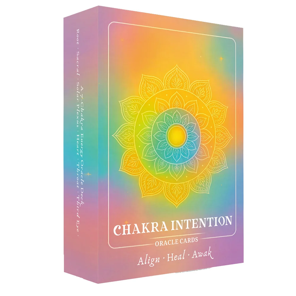 Jeu de 50 cartes comprenant 1 carte explicative, Oracle des intentions des chakras, pratiques d'auto-connexion et d'ajustement énergétique