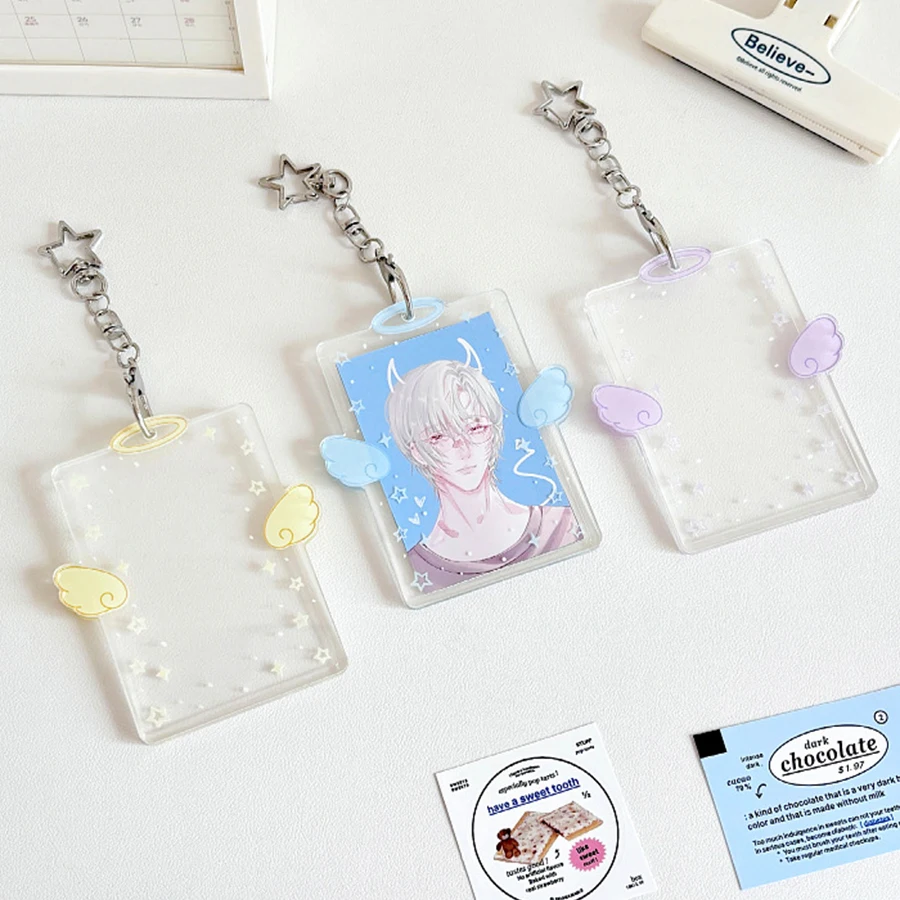 Kpop Card Holder Keychain Sleeve Clear Acrylic Badge ID Holder Idols K-pop Album Binder Photo Frame