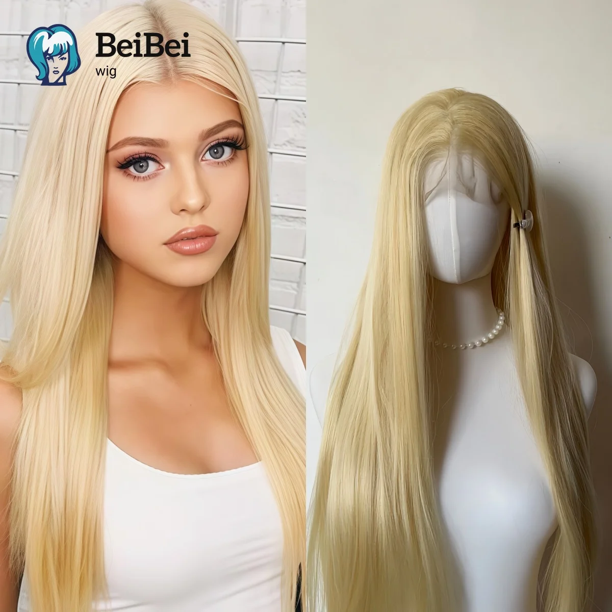 

BeiBei 360 Lace Blonde Lace Front Wig for Women 26Inch Heat Resistant Synthetic Wig High Quality 613 Long Straight for Daily Use