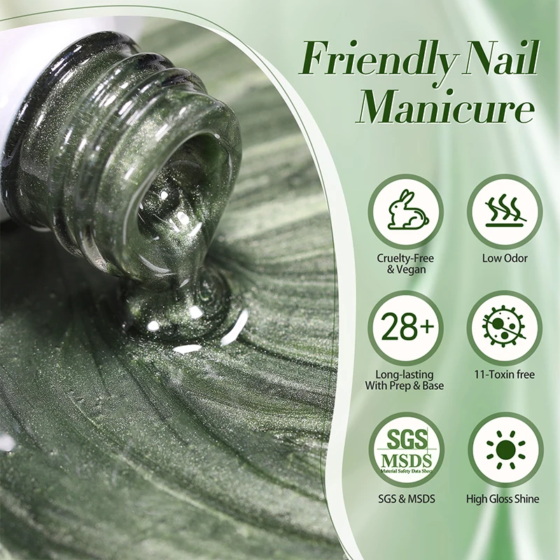BORN PRETTY 10 ml Dark Emerald Cat Magnetic Gel Ultra Shine Semi Permanent Soak Off UV Gel Maniküre Nail Art Lack – Detail 6