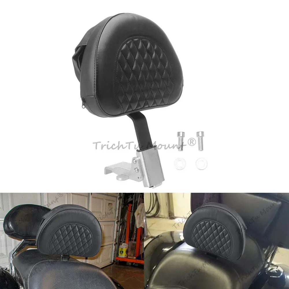 1pcs Adjustable Rider Backrest With Mounting Kit Sissy Bar Compatible with Victory 2012-2017 PU Leather Motorcycle Seat Backrest
