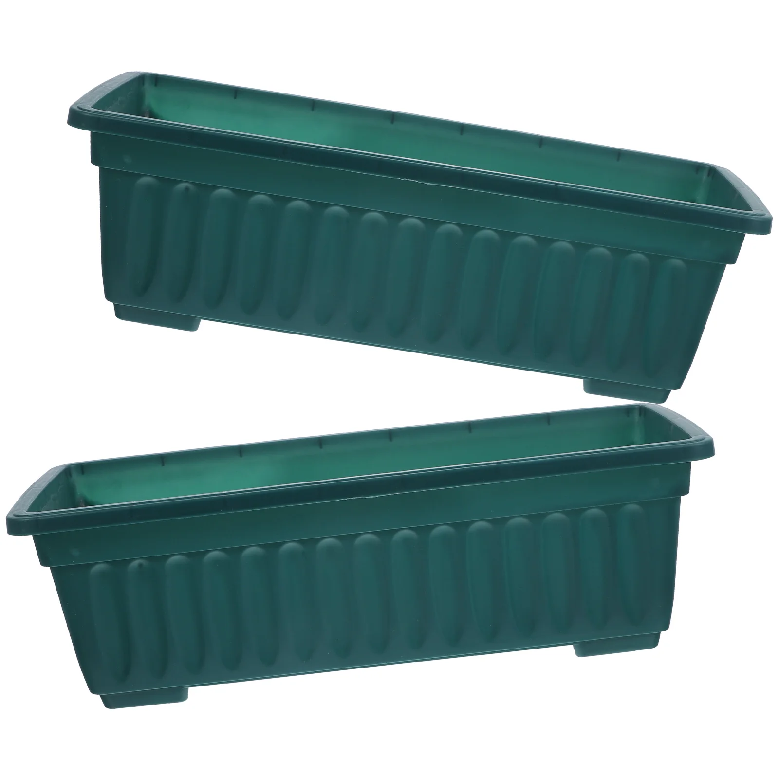 

2pcs Large Rectangular Vegetable Planting Pots 44x19x14cm Thickened Anti Pressure Garden Breathable Flowerpot With Tray Balcony