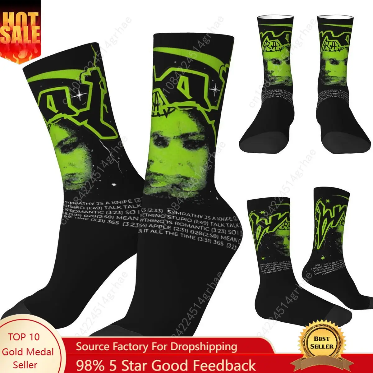 

Party Girls Brat Music Green Charli Xcx Stockings Graphic Elegant Socks Spring Non Slip Socks Men Cycling High Quality Socks