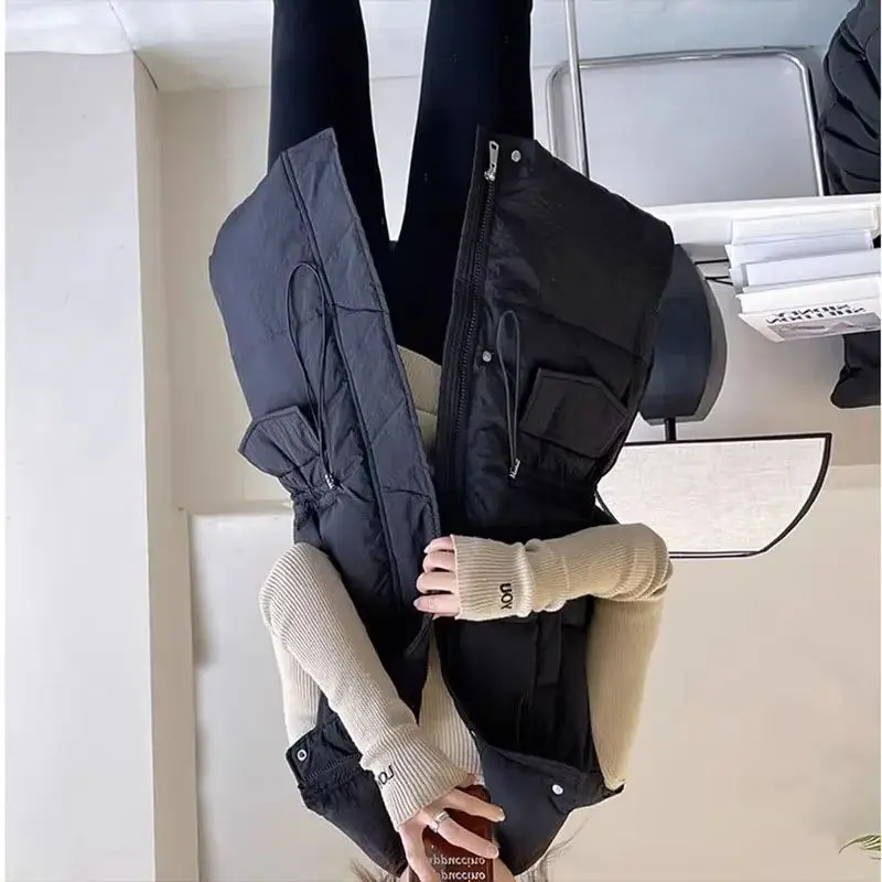 

Осень-зима, пуховый хлопковый жилет, куртка, женские новые парки с рукавами, толстый теплый жилет на талии, женский жилет, пальто, женские топы