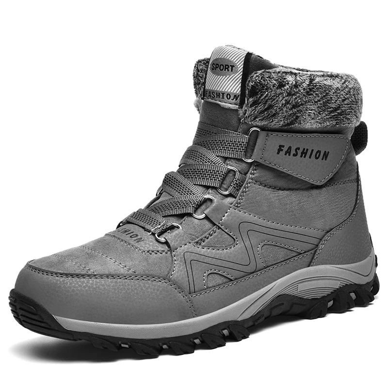 New Winter Warm Ankle Boots for Men Waterproof Snow Boots Short Plush Lining Outdoor Sneakers Casual Suede Hiking Shoes for Men