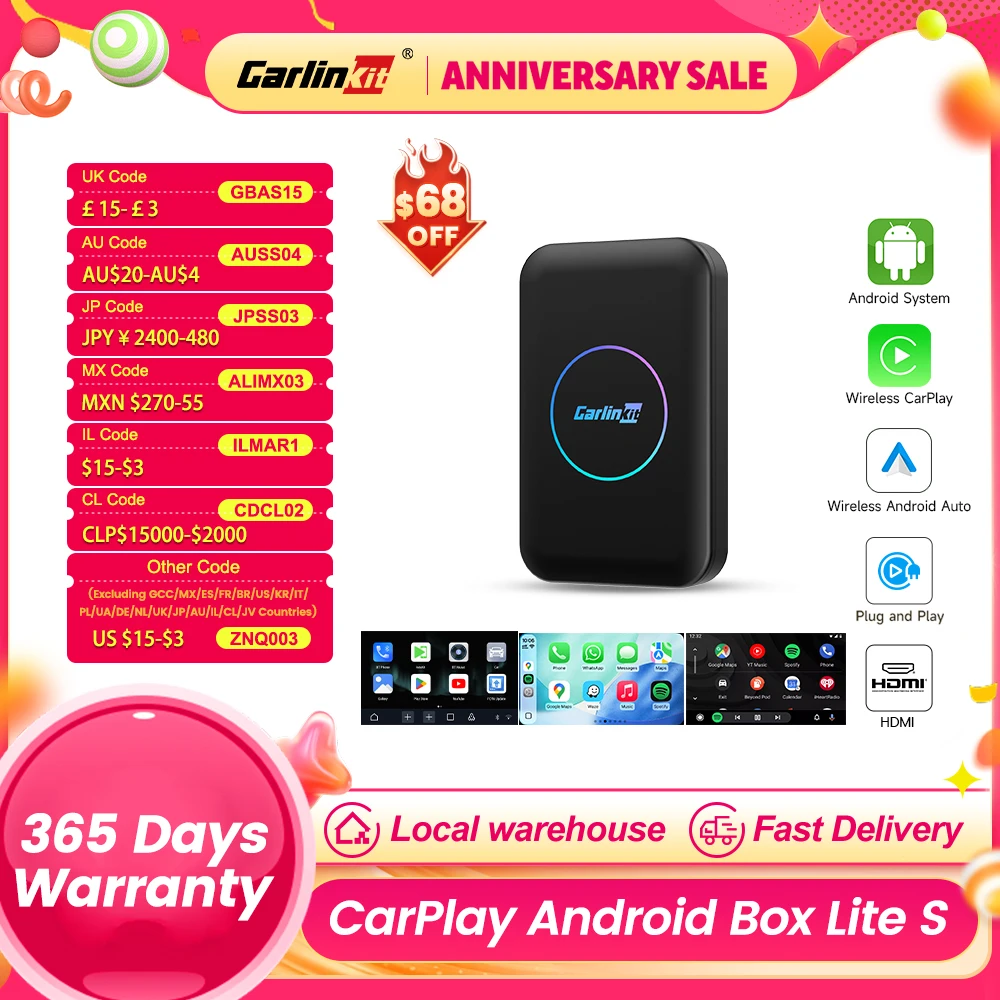 CarlinKit CarPlay Ai Box Lite Wireless CarPlay Android TV Box for OEM Car Android Auto Wireless Multimedia Video Streaming Box