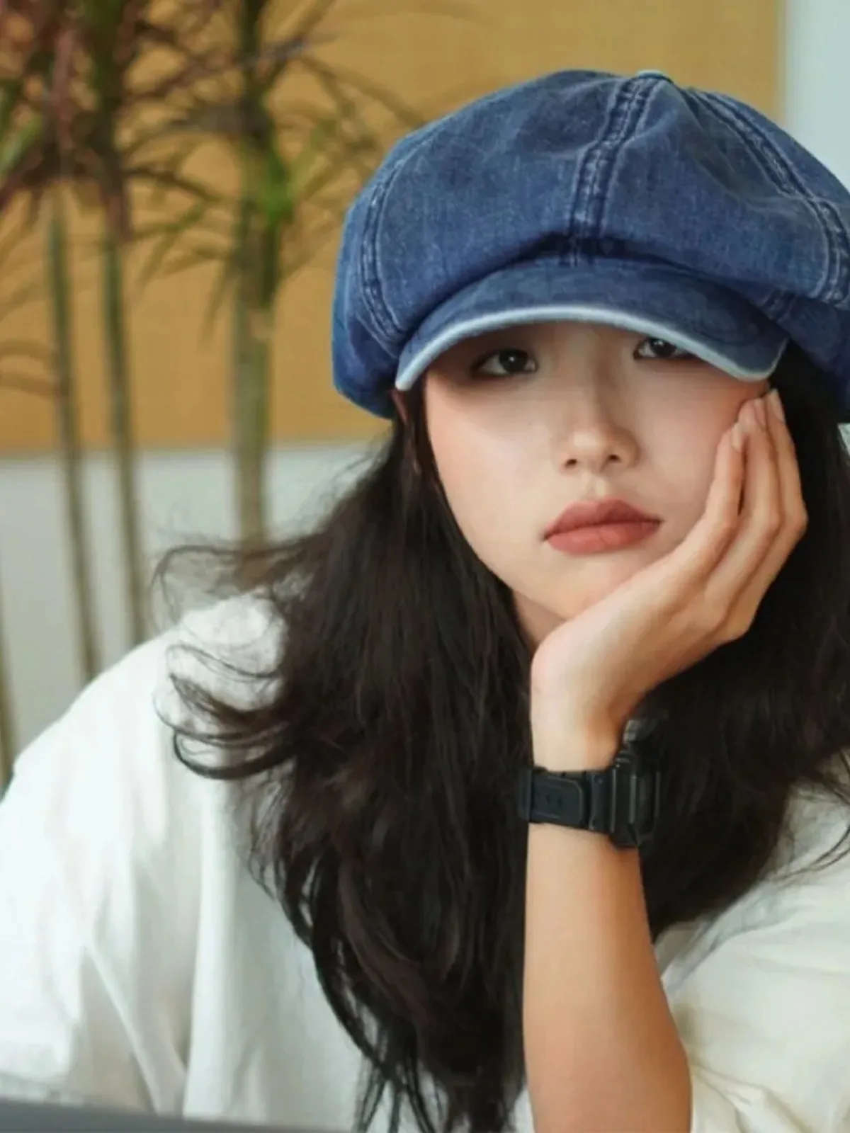 Cappelli autunnali per donna Cappelli ottagonali in tessuto denim lavato Cappelli da pittore retrò artistici alla moda e versatili Cappellino da strillone