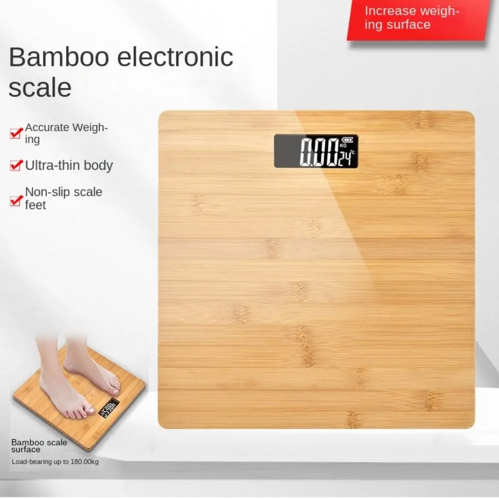 Easy to use 180KG Model Woman Body Scales Square Ultra-thin Electronic Weighing Scale Precise Non-slip Bamboo Weight Scale Floor