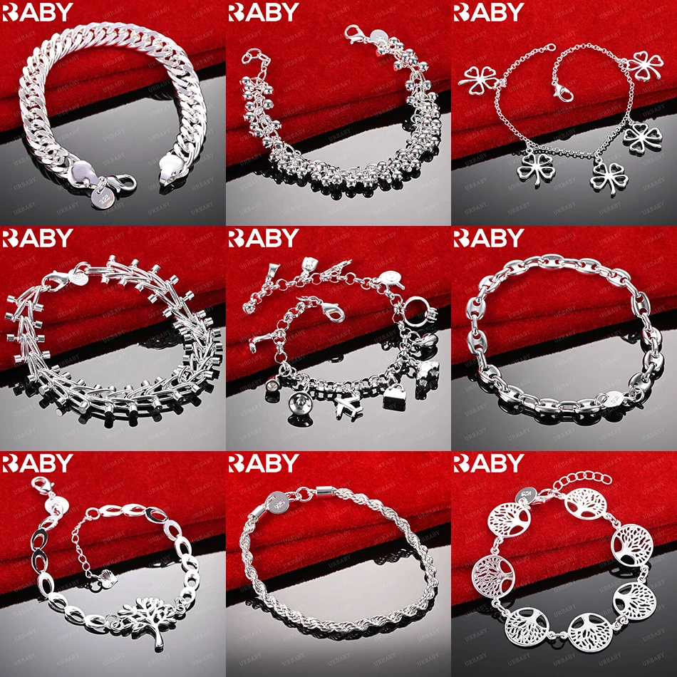URBABY 925 فضة تصميم أساور للنساء الرجال الإبداع الهدايا الشارع كل مباراة الحفلات والملابس اليومية