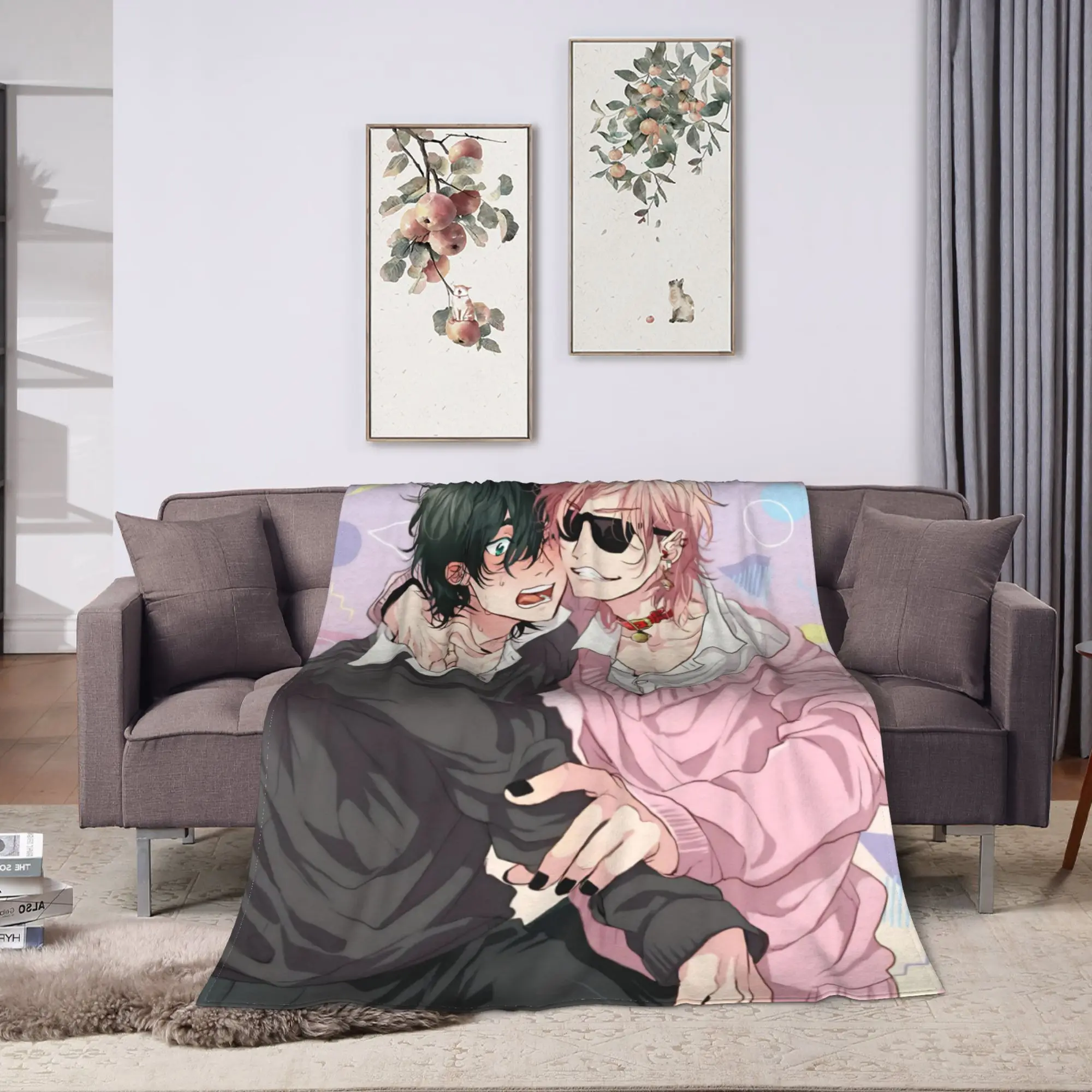 Yarichin B Club Yuri  Blanket  Warm Print Plush Throw Blanket For Couch Chair Picnic Flannel Bedspread Bed Cover