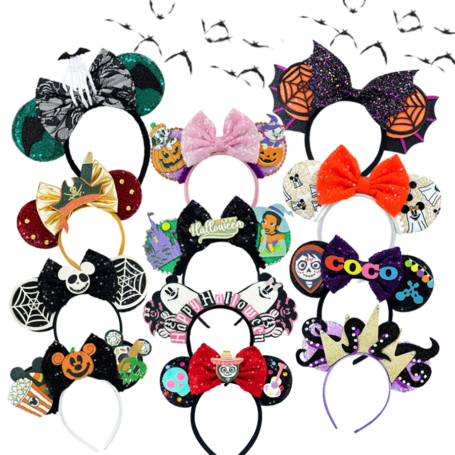 New Halloween Ghost Bat Skeleton Headband for Girls Kids Women Cosplay Hairbands Mickey Mouse Ears Headbands Hair Accessories