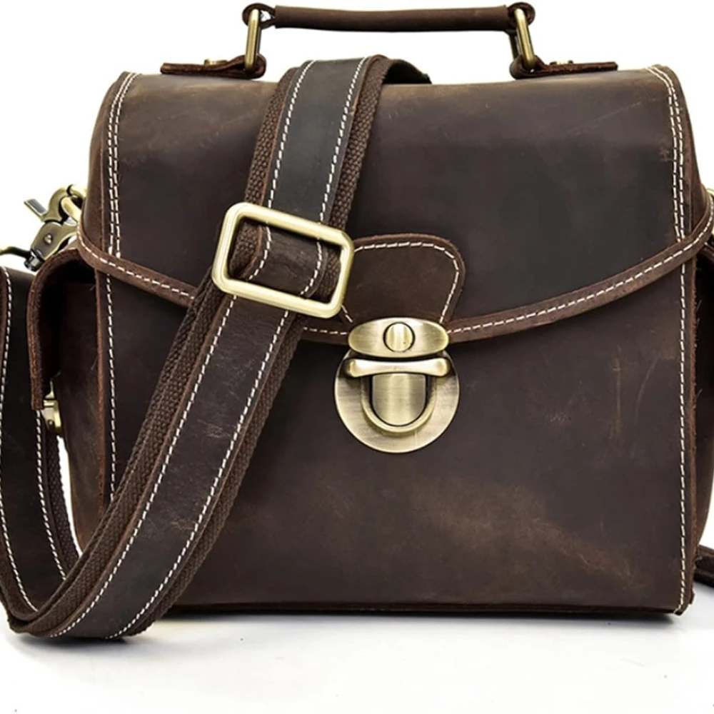 

Leathe Camera Bags Retro Cowhide Photography Hand Bag Casual Shoulder Tote Travel Outdoor Photo Case