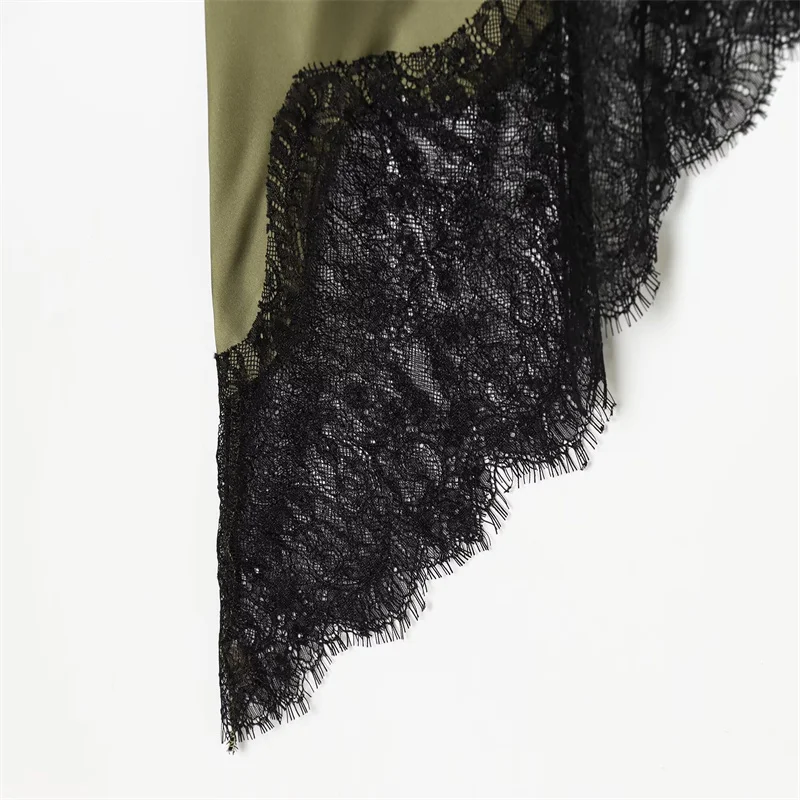 2026 Abito in pizzo asimmetrico con sensazione di raso di seta aderente sexy moda elegante nuovo arrivo primavera 2026