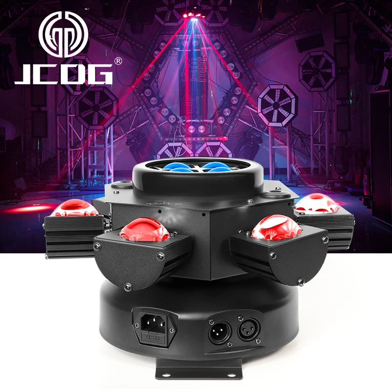 JCDG New Arrival LED Beam Moving Six Head Lights 10*10W with 50mw RG laser Professional for Club Party Disco