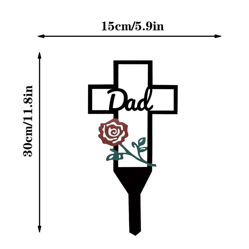 HelloYoung Metal Cross Garden Stake Cemetery Memorial Cross Stake for Dad Mom Husband Wife Uncle Aunt, Cemetery Decorations