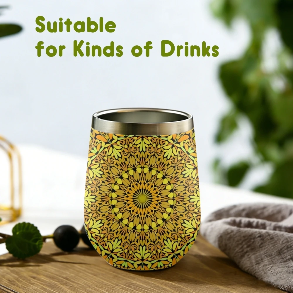 Classic Center Pattern Vacuum Flasks 12oz Insulated with Lid Double Wall Vacuum Stainless Steel Cup Hot & Cold Drink Mug Gift