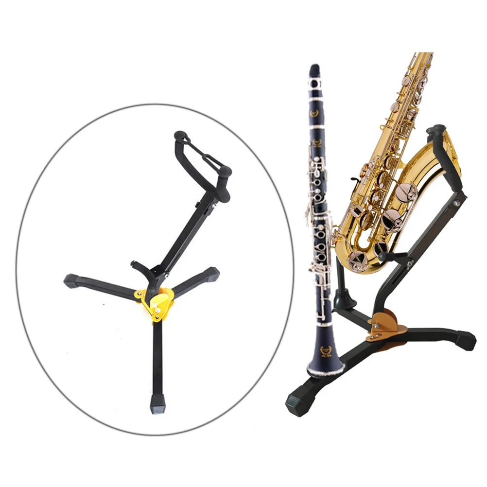 

Foldable Saxophone Bracket Multi-Function Portable Holder High-Grade Metal Sponge Sleeve Triangle Stable Display Stand